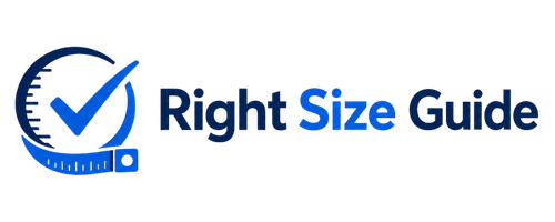 Right Size Guide logo with a blue check mark inside a circular measuring tape icon and the words Right Size Guide.